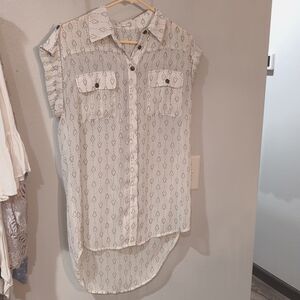 Pleione Women's Short-Sleeve Blouse Sz M